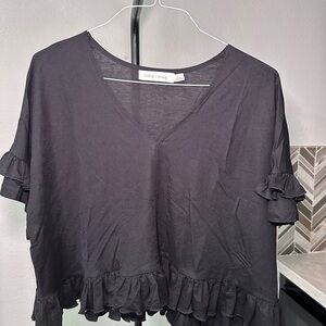 Bishop + Young Charcoal Ruffle Sleeve Blouse